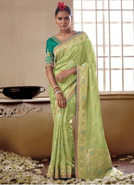 Green Color Classic Saree