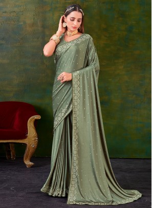Green Color Classic Saree