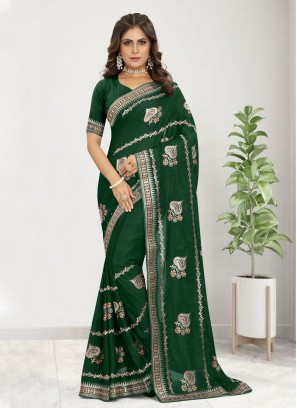 Green Color Classic Saree