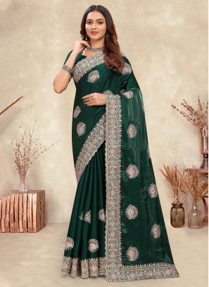 Green Color Classic Saree