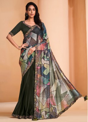 Green Color Contemporary Saree