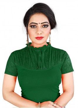 Green Color Cotton Lycra Blouse For Girls