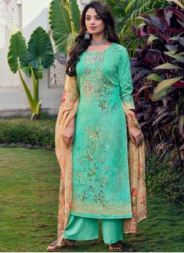 Green Color Cotton Salwar Kameez