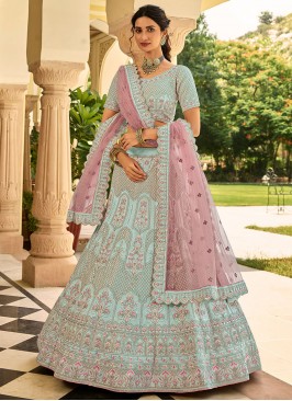 Green Color Crepe Embroidered Lehenga Choli