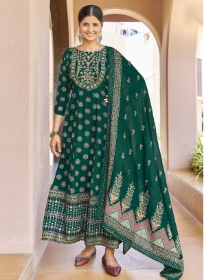 Green Color Designer Gown