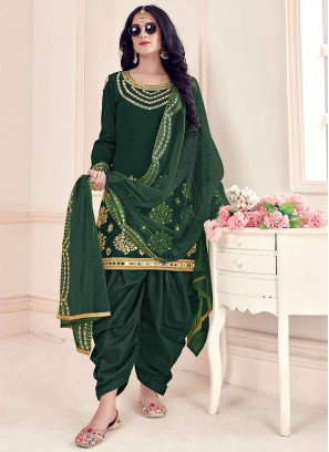 Green Color Designer Patila Salwar Suit
