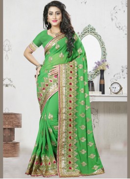 Green Color Designer Saree