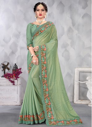 Green Color Designer Saree