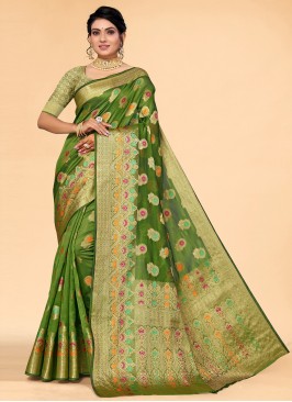 Green Color Designer Saree