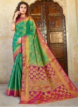 Green Color Designer Saree