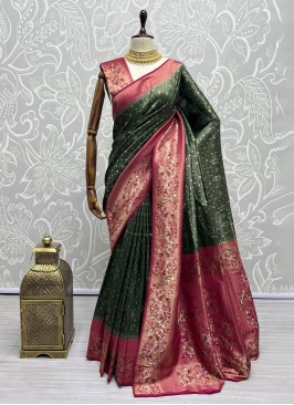 Green Color Designer Saree