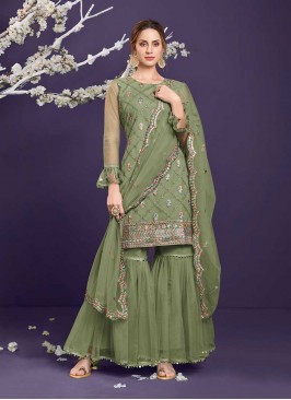 Green Color Designer Sharara Suit