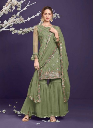 Green Color Designer Sharara Suit