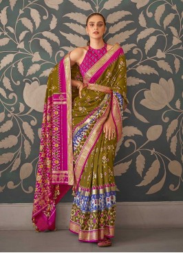 Green Color Elegant Patola Silk Saree