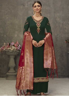 Green Color Embroidered Suits