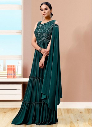 Green Color Floor Length Gown