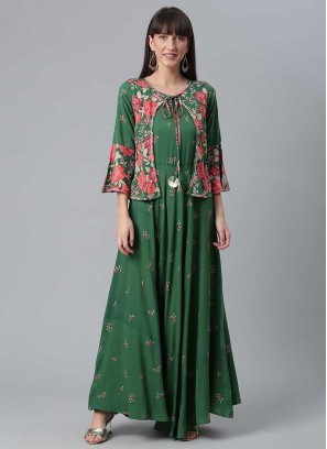 Green Color Floral Print Kurti