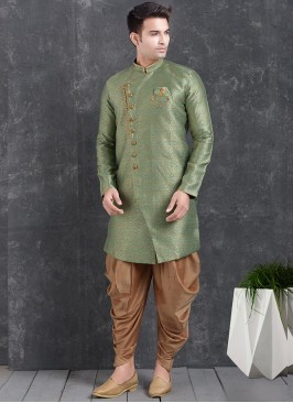 Green Color Function Wear Indo Western Kurta Pajama