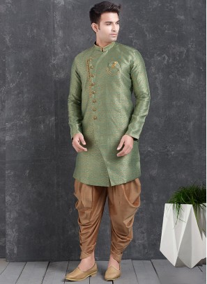 Green Color Function Wear Indo Western Kurta Pajama