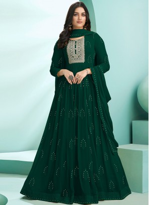 Green Color Georgette Anarkali Dress