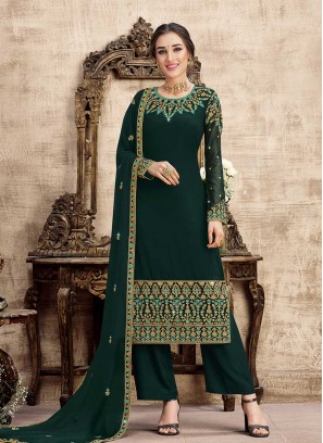 Green Color Georgette Embroidered Suit