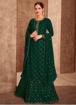 Green Color Georgette Embroidered Suit