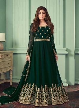 Green Color Georgette Long Anarkali Suit