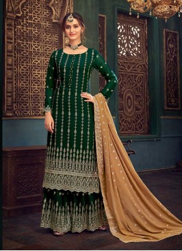 Green Color Georgette Plazzo Suit