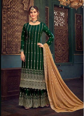 Green Color Georgette Plazzo Suit