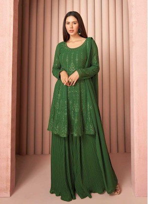 Green Color Georgette Plazzo Suit