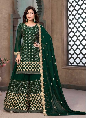 Green Color Georgette Sharara Suit