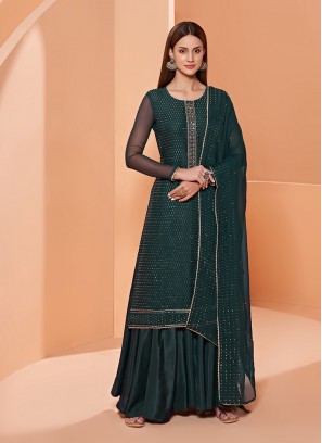 Green Color Georgette Sharara Suit