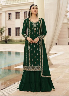 Green Color Georgette Shrara Suit