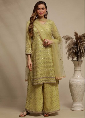 Green Color Georgette Unstiched Dress