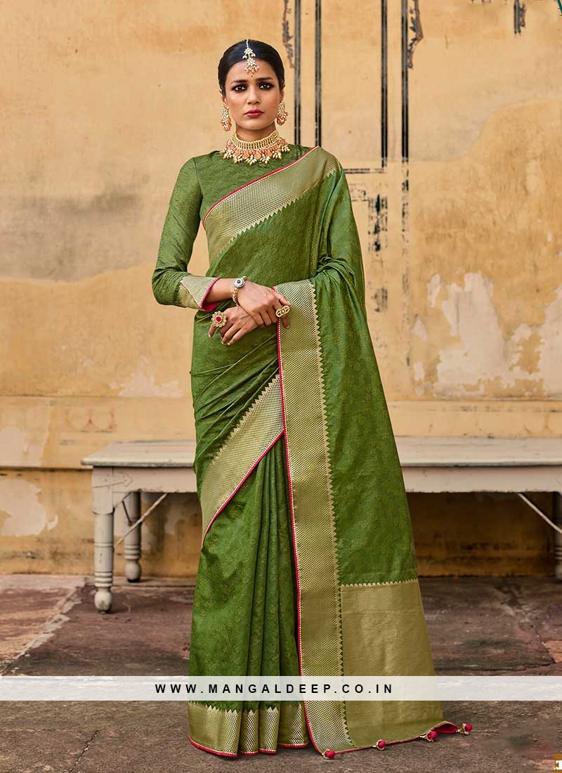 Green Color Jacquard Silk Saree