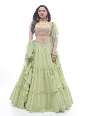 Green Color Georgette Lehenga Choli