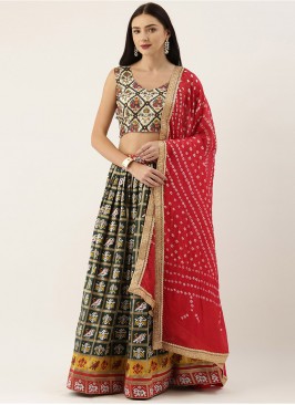 Green Color Patola Silk Lehenga Choli