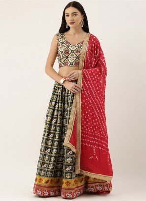 Green Color Patola Silk Lehenga Choli
