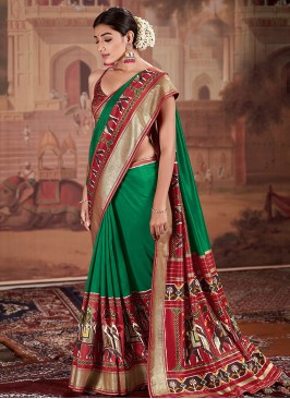 Green Color Patola Silk Saree