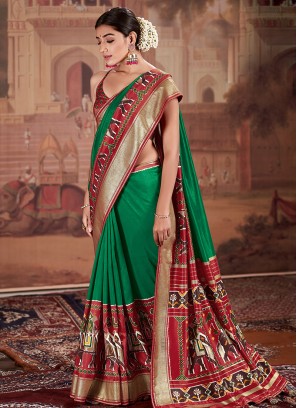 Green Color Patola Silk Saree