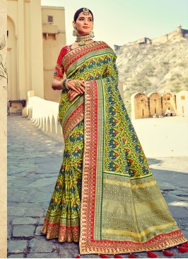 Green Color Patola Style Silk Saree