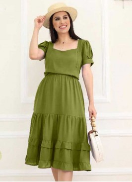 Green Color Rayon Cotton Kurti