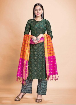 Green Color Rayon Salwar Suit Readymade
