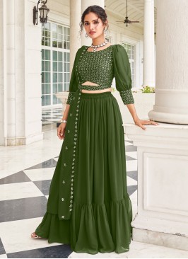 Green Color Readymade Lehenga Choli