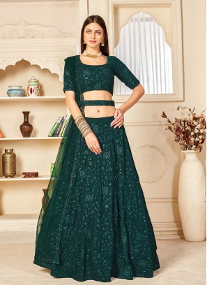 Green Color Sangeet Wear Lehenga