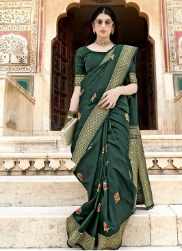 Green Color Satin Silk Saree