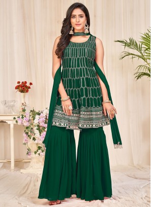 Green Color Sharara Set