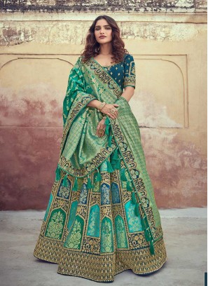 Green Color Silk Chaniya Choli