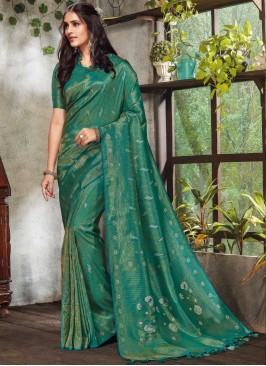 Green Color Silk Designer Saree