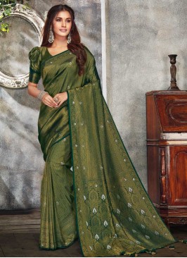 Green Color Silk Designer Saree